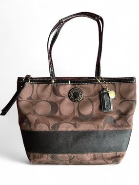 RARE vintage Coach Y2K signature stripe tote